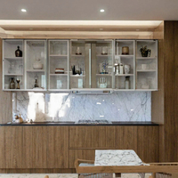Ensemble d'îlot de cuisine modulaire moderne personnalisé en bois, construction en contreplaqué, prêt à assembler, inclut évier et crédence, pour la maison