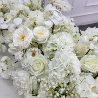 Centre de table artificiel blanc, arrangement de fleurs en soie, décoration de mariage, chemin de table, chemin de fleurs artificielles