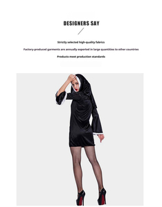 Tenue de soirée sexy pour filles, lingerie de jeu de rôle de nonne, costume en satin grande taille pour Halloween, Pâques, fête, tenue fantaisie, ODM en gros - Product Image 3