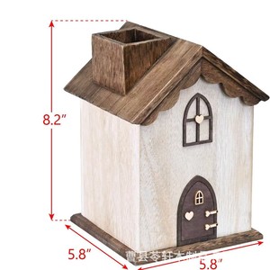 Caja de pañuelos de madera con forma de casa, decoración para sala de estar, caja de pañuelos de escritorio, caja de pañuelos desechable retro para mesa de comedor - Product Image 4