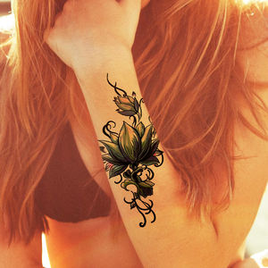 Tatuaje Temporal <span class=keywords><strong>de</strong></span> Moda XQB para <span class=keywords><strong>Mujer</strong></span>, Diseño <span class=keywords><strong>de</strong></span> <span class=keywords><strong>Rosas</strong></span> Negras, Arte Corporal <span class=keywords><strong>de</strong></span> <span class=keywords><strong>Brazo</strong></span> Completo, Pequeño Tatuaje Adhesivo - Product Image 4