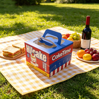 Vente flash - Boîte à gâteau en carton blanc 17x17x17cm avec poignée, boîte d'emballage de boulangerie portable imprimée pour gâteaux d'anniversaire