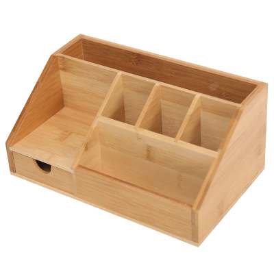 Бамбуковый Настольный ящик для хранения туалетных принадлежностей, поделок, стола для дома или офиса, бамбуковый Настольный ящик для хранения
