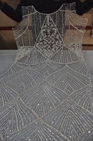 Meilleur Prix Exportation Tissu en Dentelle Fait Main avec Perles Décoratives Multicolores Taille Personnalisable pour Panneaux Avant et Arrière Tenues de Soirée