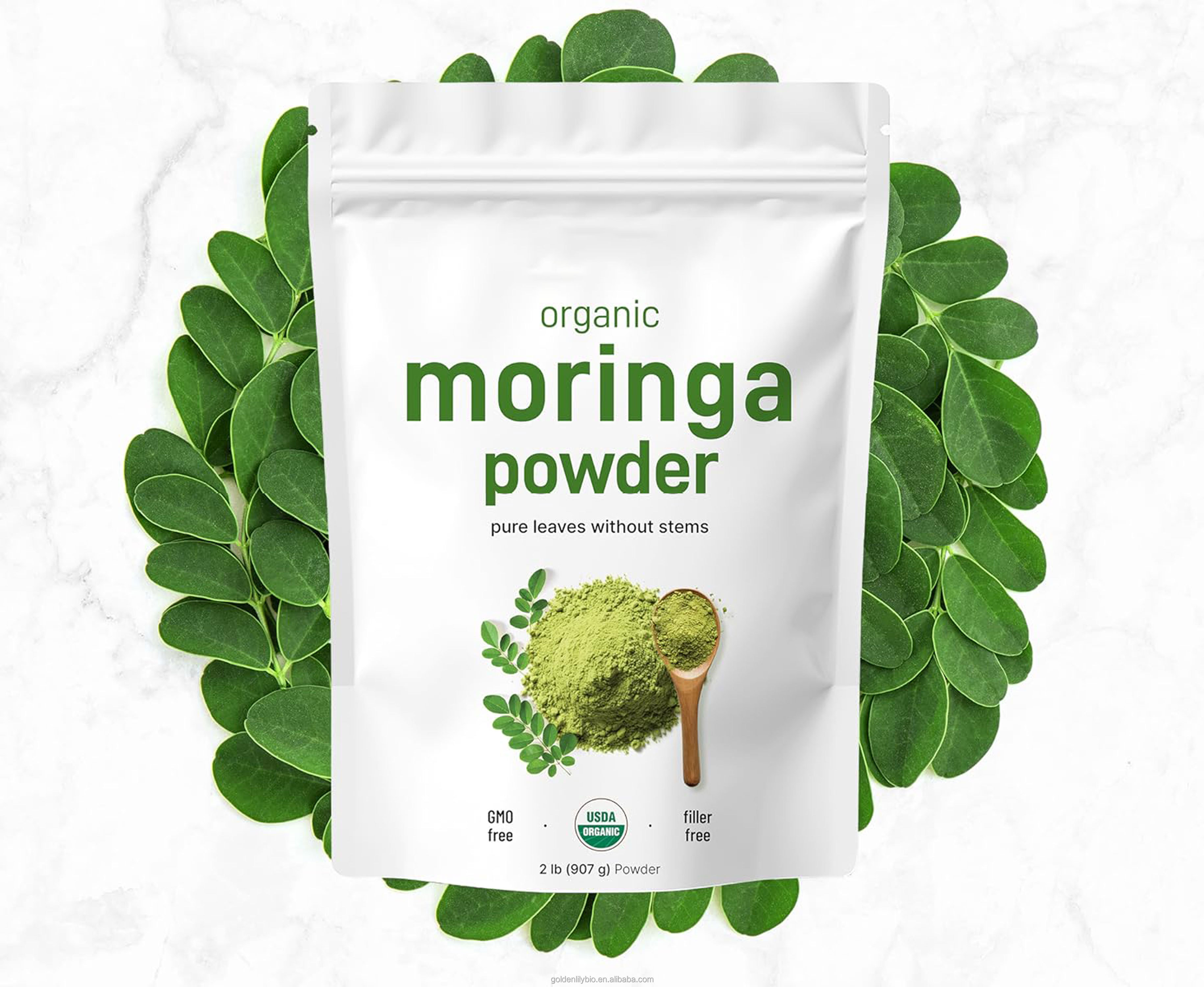 100% Pure Moringa Leaf Powder Superfood Natural Organic Moringa Leaf Extract Herbal Supplement OEM Moringa Capsules for Immune