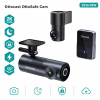 Ottocast Dual Lens Dual Channel Dash Cam Depan Belakang 2K QHD dengan Wireless CarPlay Android Auto AI Box untuk Kendaraan Grosir