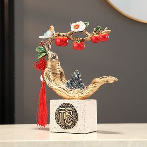 Ornement en résine époxy sculpté artistique en forme de ginseng, porte-bonheur, décoration pour salon, armoire à vin, entrée, bureau, ouverture - Product Image 2