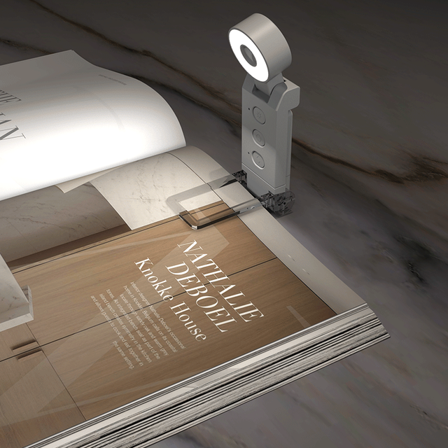 Flash Light Function Round Head USB Rechargeable Book Reading Light Brightness Adjustable LED Clip on Book Light