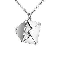 Nouveaux designs 2025 – Colliers personnalisables en acier inoxydable, colliers enveloppes, collier enveloppe vierge, collier d'amour
