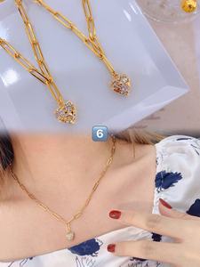 宝石项链女项链饰品14k纯金字母吊坠钻石项链 - Product Image 6