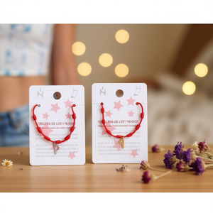 Cavigliera con Nodo a Sette Stelle in Acciaio Inossidabile, Corda Rossa, Amuleto Protettivo per Donna, Gioielli alla Moda - Product Image 3