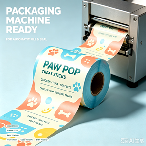 Pellicola in Plastica Laminata Opaca Personalizzata per Confezionamento Automatico di Snack per Cani e Gatti - Product Image 5
