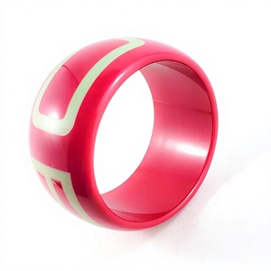 A to Z Letters <b>Red</b> Round Resin Bangles Jewelry Alphabet Pattern Unique Artistic Fashion Handmade Jewelry Gifts Home Decoration - Product Image 5