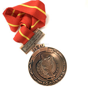 Benutzer definierte 3D <span class=keywords><strong>Vietnam</strong></span> Gedenk medaille Doppelseitige Fackel medaille aus Aluminium druckguss mit Banner - Product Image 3