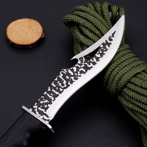 Couteau de survie et de chasse à lame fixe 3Cr13 avec poignée en TPR de qualité industrielle, revêtement noir, pour camping en extérieur, avec étui, OEM - Product Image 2