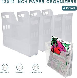 Lot de 4 bacs de rangement blancs pour organisation, bacs de rangement pour garde-manger, rangement de papier pour scrapbooking, organisateur de rangement pour carton - Product Image 5
