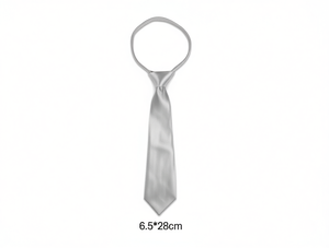 Corbata Elástica Brillante de 6.5*28cm, Plateada, Satén Sólido, para Fiestas y Uso Casual - Product Image 1