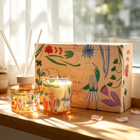 Coffret Cadeau Luxe Parfums d'Ambiance Bougie Parfumée Diffuseur à Bâtonnets Pot en Verre avec Boîte Cadeau Décorative pour Collections de Boutiques et Vente au Détail