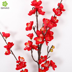 Flores de Ciruelo Artificiales QIHAO, Flores de Plástico Rojas para Decoración del Hogar, Accesorios para Bodas de Año Nuevo Chino, Alta Simulación - Product Image 3
