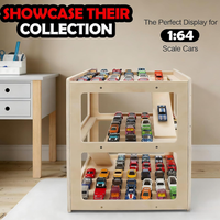 Vitrine de présentation en bois pour voitures miniatures avec rampe de stationnement, garage de rangement pour modèles moulés sous pression à l'échelle 1/64, 1/24, 1/18