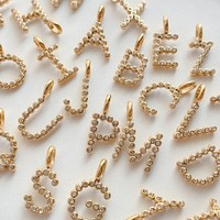 eManco Colgante de Letra con Contorno de Cristal Pavé de Acero Inoxidable, Inicial con Borde de Diamantes de Imitación para Joyería DIY de Lujo para Bodas