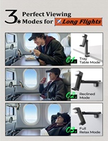 LISEN Support de téléphone d'avion mains libres avec lumière Support de téléphone à rotation de 360 pour siège arrière d'avion Accessoires de voyage et de vol