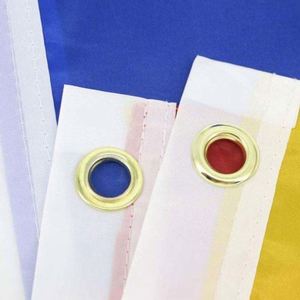Drapeaux portables rouges, jaunes et bleus en polyester imprimés en sérigraphie, style suspendu, 3x5 pieds, avec logo personnalisé, pour la promotion (vente en gros) - Product Image 4