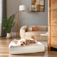 Fabrikneues rechteckiges ortho pä disches Barney-Hunde bett mit modernem wasserdichtem Liner Memory Foam Abnehmbarer Bezug im Karton verpackt