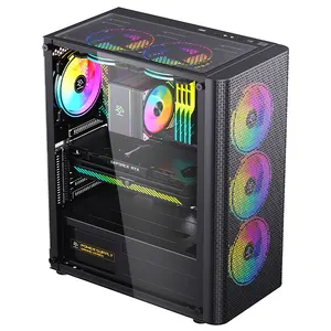 SNOWMAN casing komputer game penjualan laris casing PC ATX hitam klasik tower untuk Desktop