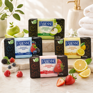 Fabienne 5 x 70 g Vegan Toilet <b>Soap</b> Value Pack in Strawberry Lemon Apple and Wild Berries Scents for Gentle Daily Factory Direct - Product Image 2
