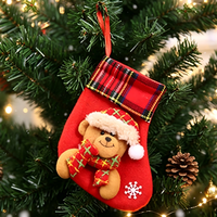 Sac cadeau chaussette de Noël très populaire, petit sac cadeau pour bonbons et décorations, pendentif chaussette du Père Noël