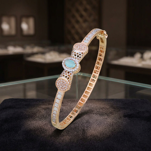 <b>Gold</b> Cuff <b>Beaded</b> <b>Bracelets</b> 18K <b>Gold</b> Trendy Geometric Design Women's Jewelry - Product Image 5
