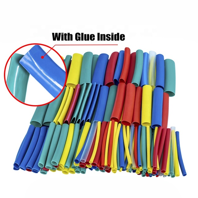 3:1 Heat Shrink Tube With Glue Inside 90 PCS 8 Size 1.6/2.4/3.2/4.8/6.4/7.9/9.5/12.7mm Wrap Wire Cable Kit