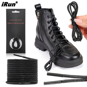 Lacets ronds noirs unis personnalisés IRun, lacets fins en coton ciré imperméables pour bottes, échantillon gratuit, sans MOQ - Product Image 1
