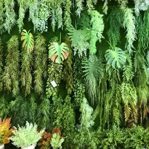 محاكاة لنباتات تعلق على شكل أوراق الشجر مادة مروحة أوراق الشجر الفارسية تعلق على الحائط الخضراء الاصطناعية من الخيزران ملحقات فنادق