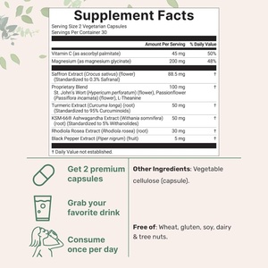 Capsules OEM tout-en-un Saffron <span class=keywords><strong>Plus</strong></span> Advanced avec <span class=keywords><strong>Vitamine</strong></span> <span class=keywords><strong>C</strong></span>, Magnésium, Curcuma, Ashwagandha – Complément de Safran Bio - Product Image 4