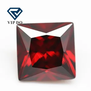 5A grade quality 1.5*1.5mm-12*12mm garnet/dark garnet princess cut cubic zirconia gemstones synthetic square shape CZ stones