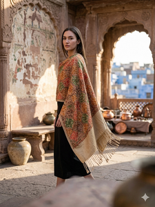 Traditional Embroidered Viscose Shawl Digital Print Long Fringe Winter <b>Scarf</b> Soft Warm Breathable Durable Elegant Fashion - Product Image 3
