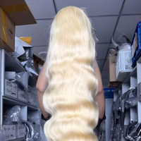 Perruque 12A de qualité, 100% cheveux humains, ondulée, fournisseur, densité 260, vente en gros, perruques frontales complètes 13x6, blonde 613