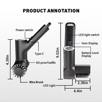 Brosse de nettoyage électrique sans fil haute vitesse pour barbecue, étanche IPX7, rechargeable, en acier inoxydable haute puissance