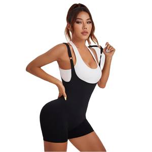 Combinaison de sport sans manches pour femme, couleur unie, séchage rapide, en Spandex/Nylon, coupe ajustée, idéale pour l'entraînement et la gym - Product Image 1