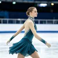Robe de patinage artistique dégradé violet avec strass étincelants et manches longues transparentes pour enfants et adultes, idéale pour la compétition et les spectacles