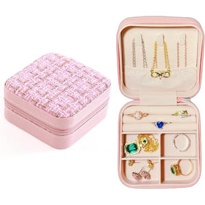 Boîte de Rangement de Bijoux de Luxe en Gros, Organisateur Mini pour Boucles d'Oreilles, Colliers, Bagues, avec Fermeture Éclair et Miroir, Emballage Cadeau pour Bijoux - Product Image 1
