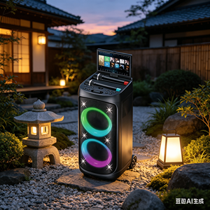 Haut-parleur portable karaoké avec écran <span class=keywords><strong>TV</strong></span> Wi-Fi et 2 micros sans fil, compatible <span class=keywords><strong>YouTube</strong></span> - Product Image 2
