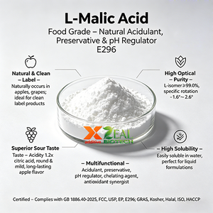Acide L-malique de qualité alimentaire, acidifiant naturel, conservateur, régulateur de pH <span class=keywords><strong>E296</strong></span> pour les boissons, la pharmacie, les cosmétiques, CAS97-67-6, marque ZEAL - Product Image 4