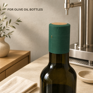 Capsula Termoretraibile in PVC Verde 32x42mm per Collo di <span class=keywords><strong>Bottiglia</strong></span> di Olio d'Oliva con Linea di Apertura Facilitata, Logo Personalizzato Stampato, Fornitore all'Ingrosso - Product Image 6