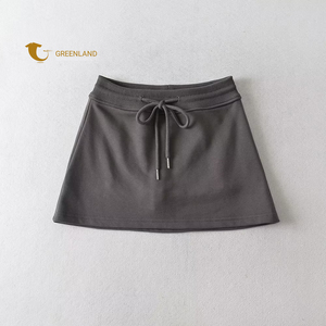 Haute qualité dames été <span class=keywords><strong>Mini</strong></span> <span class=keywords><strong>jupes</strong></span> ligne côtelée personnalisée dames décontracté coton Spandex Jersey plaine teint broderie décoration - Product Image 2