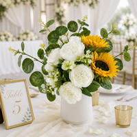 Bouquets de fleurs artificielles pour la décoration de table de mariage, centre de table, bouquet de tournesols et de pivoines, arrangement floral, décoration intérieure