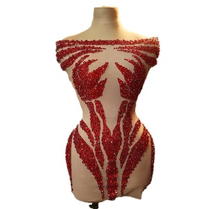 Vestido de baile latino GoGo con hombros descubiertos, entallado y con diamantes, para <span class=keywords><strong>discoteca</strong></span>, traje de trópico para mujer - Product Image 5