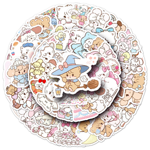 56 pièces en gros, autocollants mignons et kawaii imperméables, imprimés avec soin, sur le thème <span class=keywords><strong>Mikko</strong></span>, pour la papeterie et les étagères de livres - Product Image 6